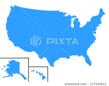 United States map (without state borders) blue United States map (without state borders) blue 127184622
