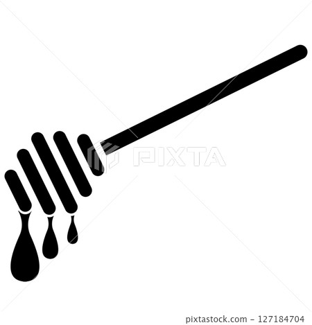 Honey dipper stick with dripping honey icon. Honey dipper sign. Honey stick symbol. flat style. Honey dipper stick with dripping honey icon. Honey dipper sign. Honey stick symbol. flat style. 127184704