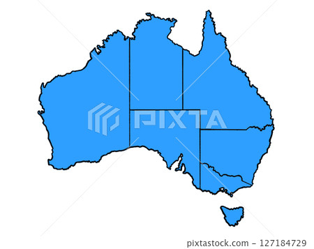 Map of Australia (with state borders) blue 127184729