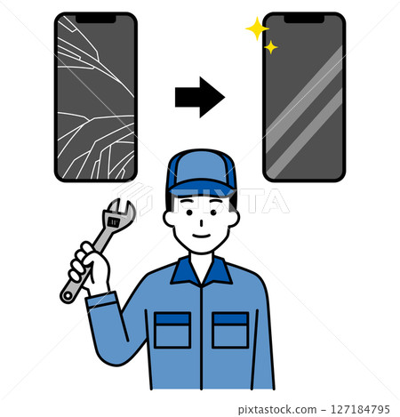 A repairman showing how to replace a smartphone screen 127184795