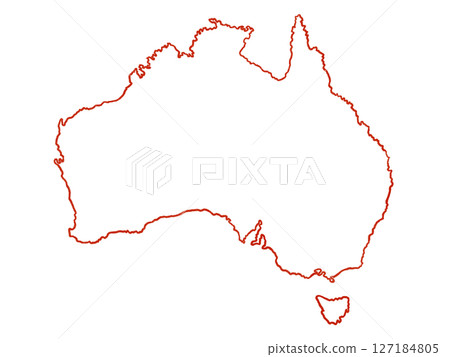 Map of Australia (line drawing, no state borders) Red 127184805