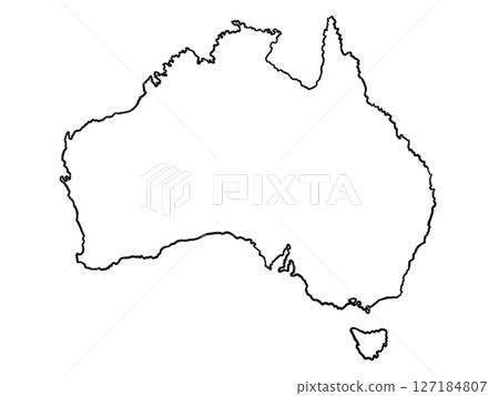 Map of Australia (line drawing, no state borders) 127184807