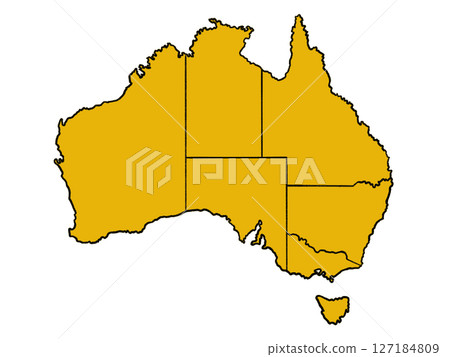 Map of Australia (with state borders) Yellow 127184809