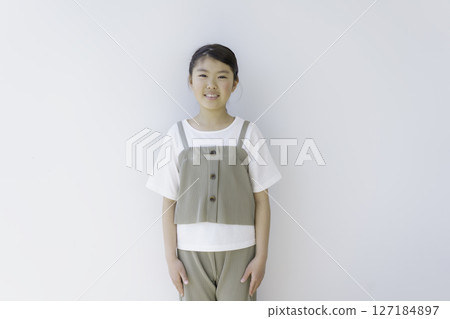 Portrait of an elementary school girl against a white background Photo courtesy of Tokyo Electronics College of Denpa Gakuen Portrait of an elementary school girl against a white background Photo courtesy of Tokyo Electronics College of Denpa Gakuen 127184897