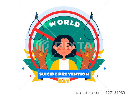 World Suicide Prevention Day Vector Illustration on September 10, Featuring a Hanging Rope and Helping Hands to Prevent Suicide in a Flat Background World Suicide Prevention Day Vector Illustration on September 10, Featuring a Hanging Rope and Helping Hands to Prevent Suicide in a Flat Background 127184983