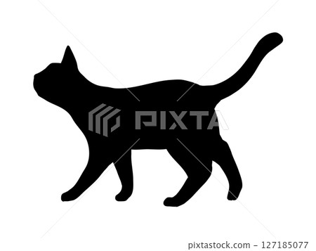 一隻行走的貓的輪廓（側面） 127185077
