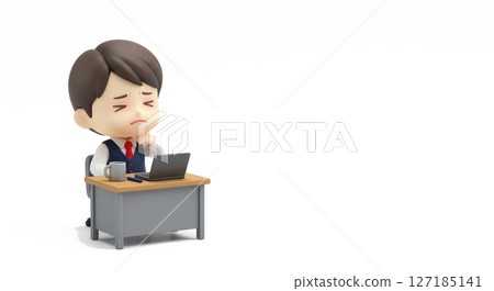 Illustration of a man suffering from shoulder pain 127185141