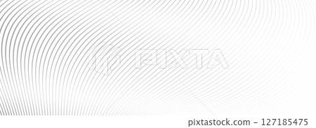 Abstract wave line background. Grey dynamic striped texture. Warped and curved lines wallpaper for tech design template, presentation, brochure, leaflet, booklet. Vector backdrop 127185475