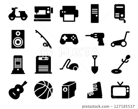 Set of recycling illustrations C_black solid 127185537