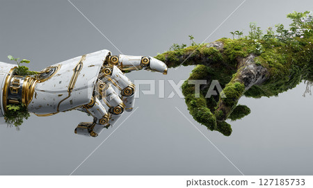 A symbol of the future where nature and AI come into contact A symbol of the future where nature and AI come into contact 127185733