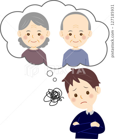 Son worries about his aging parents Son worries about his aging parents 127185931