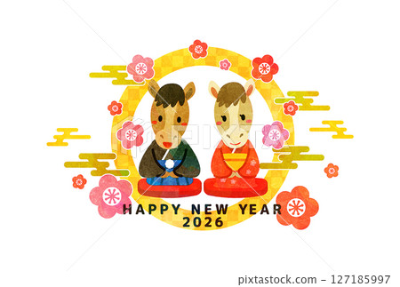 Year of the Horse Couple New Year's Card Year of the Horse Couple New Year's Card 127185997