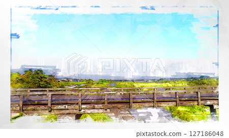 素描風格素描風景唯美鳥瞰無人機攝影天空山脈半空中漂浮夢幻無人機 127186048