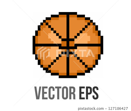 8 bits pixel art sport game orange basketball icon 8 bits pixel art sport game orange basketball icon 127186427