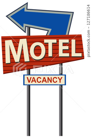Retro Motel Sign with Vacancy Arrow Retro Motel Sign with Vacancy Arrow 127186614