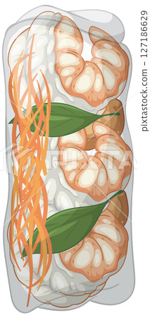 Vietnamese Spring Roll with Shrimp and Vegetables 127186629