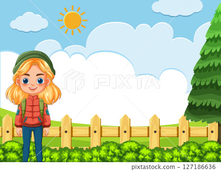 Child Exploring a Sunny Forest 127186636