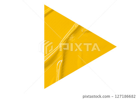 Yellow crumpled paper arrow isolated on transparent background 127186682