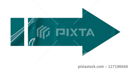 Green crumpled paper arrow isolated on transparent background 127186688