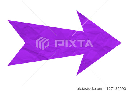 Purple crumpled paper arrow isolated on transparent background 127186690