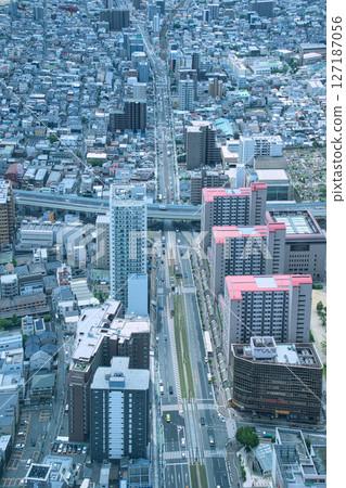 A spectacular view from the observation deck of Abeno Harukas, a skyscraper complex that also houses an art museum, hotel, and department store A spectacular view from the observation deck of Abeno Harukas, a skyscraper complex that also houses an art museum, hotel, and department store 127187056
