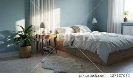 Close-Up of Farmers Hands Holding Young Green Seedling with Roots on Agricultural Field at Sunrise - Concept of Sustainable Farming and Growth 127187073