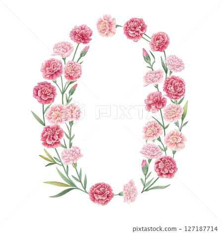 numbers alphabet and flowers white background 127187714