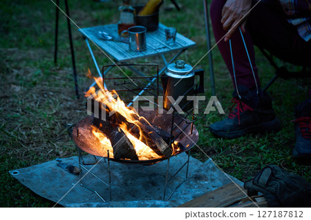 Camping image, solo camper, solo camping, senior Camping image, solo camper, solo camping, senior 127187812