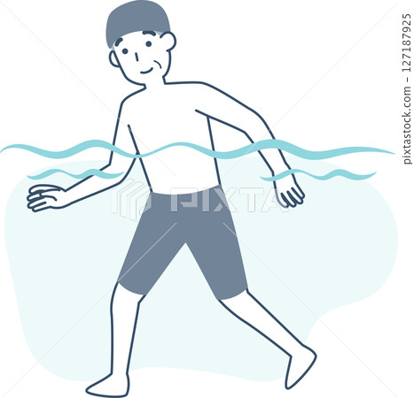 Senior man walking underwater 127187925