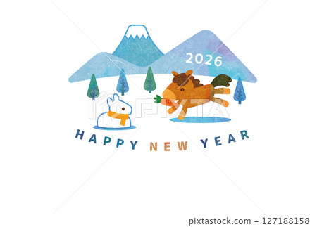 馬年賀年卡可愛 127188158