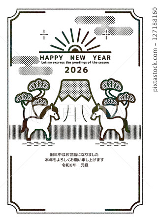 Line drawing New Year's card 2026 127188160