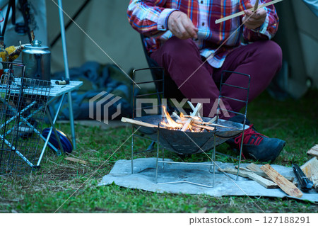 Camping image, solo camping, senior 127188291