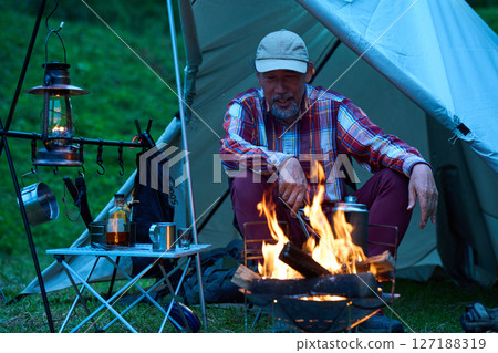Camping image, solo camping, senior Camping image, solo camping, senior 127188319