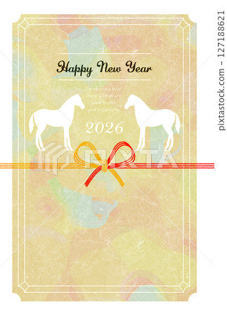 New Year's card, Year of the Horse, Mizuhiki, illustration New Year's card, Year of the Horse, Mizuhiki, illustration 127188621