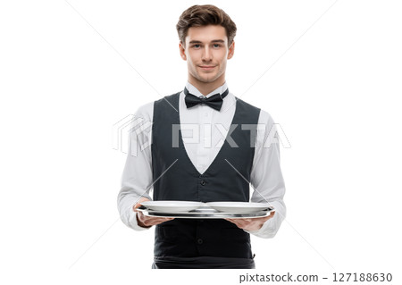 Waiter on transparent background. AI-generated item 127188630