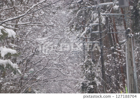 A panoramic view of snowy mountains shrouded in silence and mystery A panoramic view of snowy mountains shrouded in silence and mystery 127188704