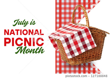 National Picnic Month - Day, design for advertising with attributes and text 127188848