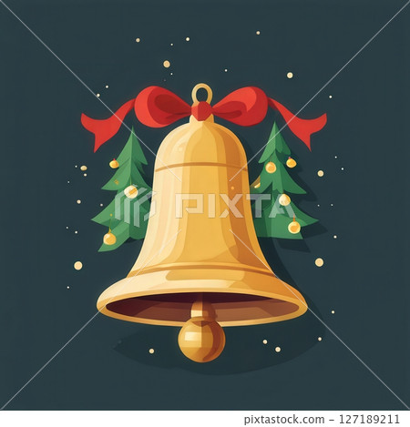 an AI Image Generator, Golden Christmas Bell with Holly Leaves an AI Image Generator, Golden Christmas Bell with Holly Leaves 127189211