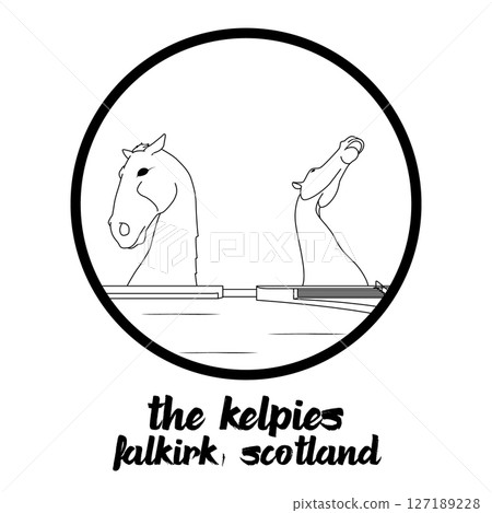 Circle Icon The Kelpies. Vector Illustration Circle Icon The Kelpies. Vector Illustration 127189228