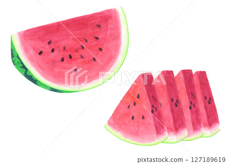 Watermelon watercolor hand drawn illustration Watermelon watercolor hand drawn illustration 127189619
