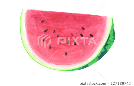 切好的西瓜的水彩手繪插圖 127189743