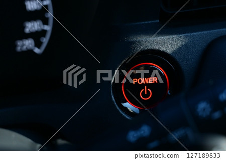 push start power engine system button of electric vehicle car push start power engine system button of electric vehicle car 127189833