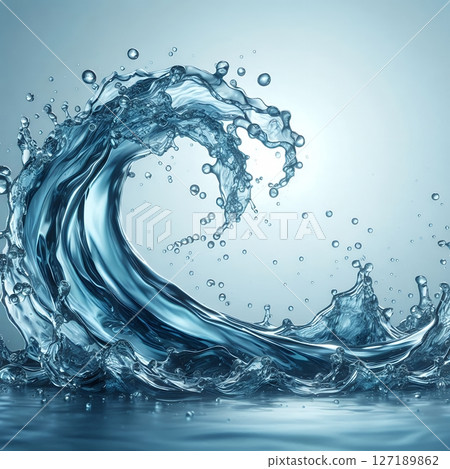 Liquid water wave splash with Generative AI. 127189862