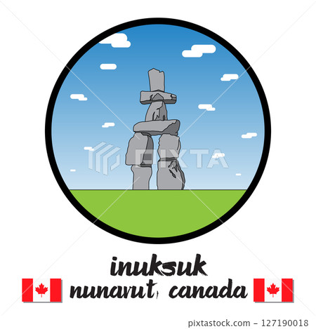 Circle Icon Inuksuk. Vector Illustration 127190018