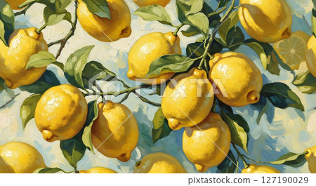 清爽的檸檬圖案背景 127190029