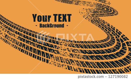 Background template with tire tracks and grunge design 127190082