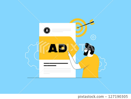 Targeted advertising campaign with precision tracking, digital ad banner optimization, real-time audience reach, marketing automation, targeted advertising conversion strategy vector illustration 127190305