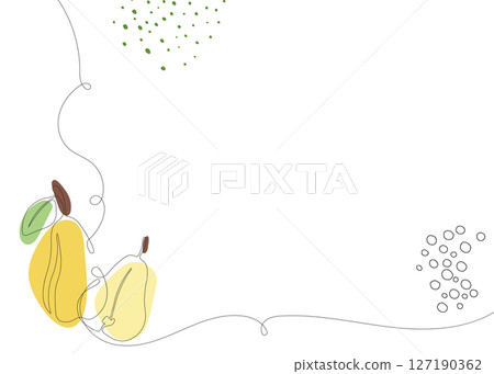 Pear continuous line background. One single line organic healthy food concept. Minimalism modern style graphics design 127190362