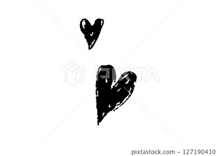 Hand drawn black heart monochrome art illustration Hand drawn black heart monochrome art illustration 127190410