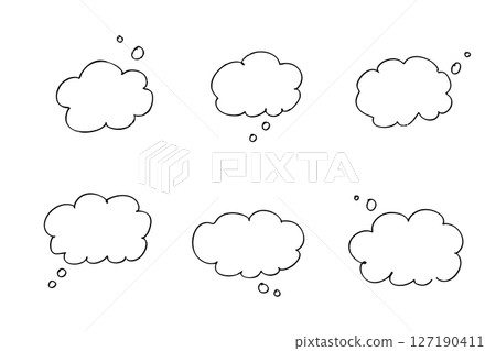 Hand-drawn style thought bubble set, monochrome illustration material Hand-drawn style thought bubble set, monochrome illustration material 127190411